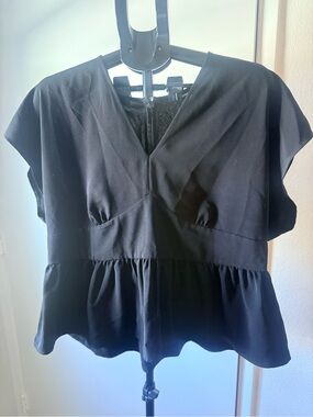 Express Black Peplum V-Neck Blouse